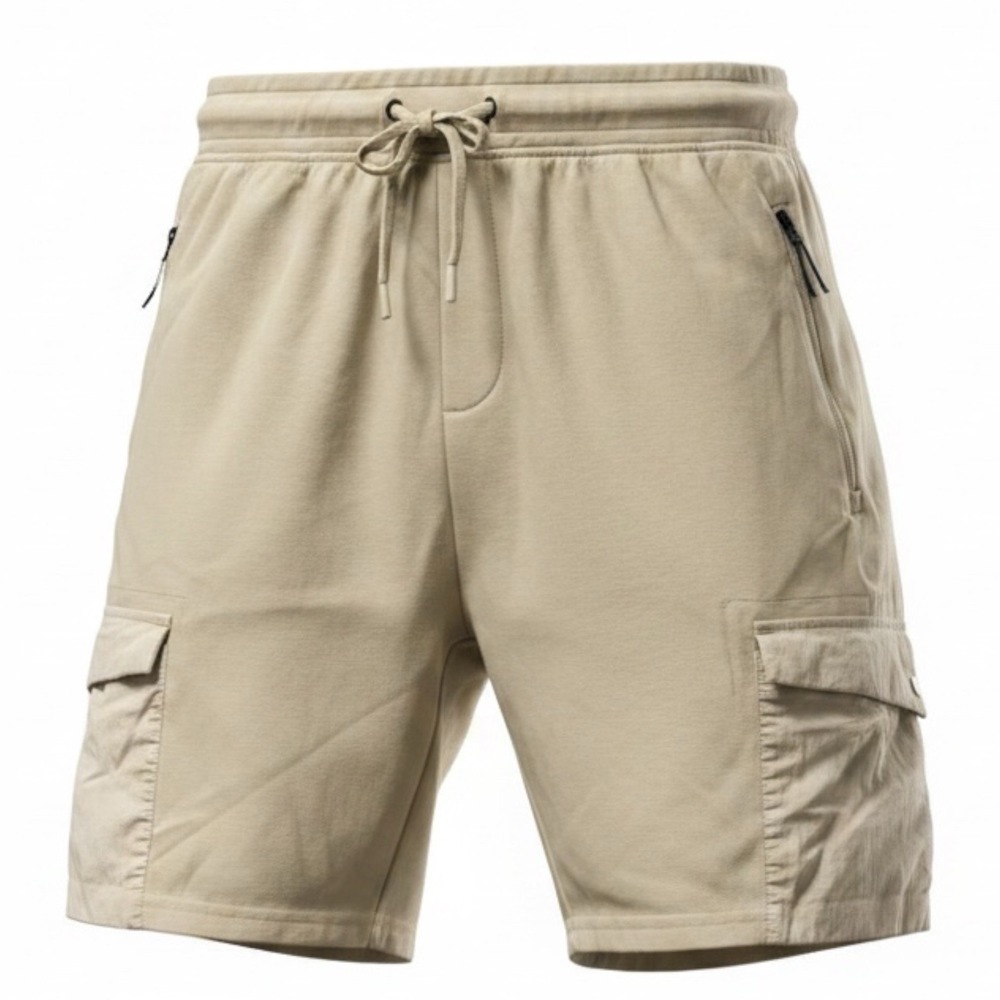 Kyodan Cargo Shorts L Beige Mixed Media Zip Pockets Drawstring Gorpcore Utility - Picture 6 of 9